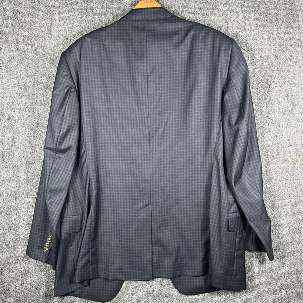J. Hilburn Sport Coat Mens 48R Navy Blue Wool Micro-Check Tailored Fit Blazer
